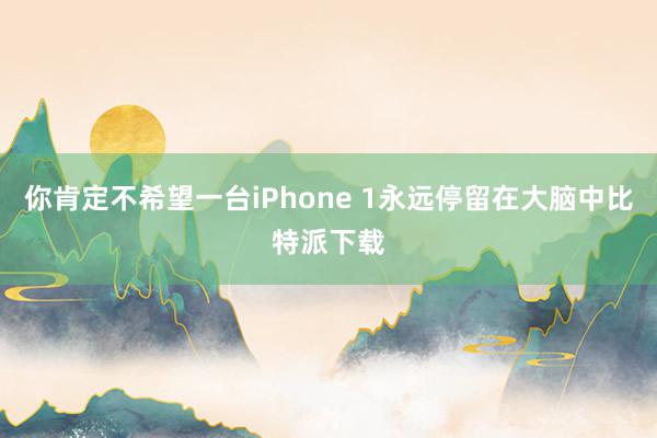 你肯定不希望一台iPhone 1永远停留在大脑中比特派下载