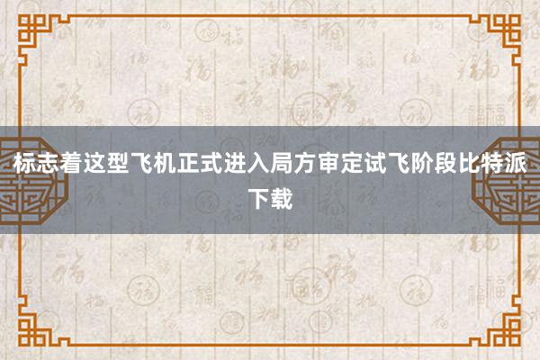 标志着这型飞机正式进入局方审定试飞阶段比特派下载