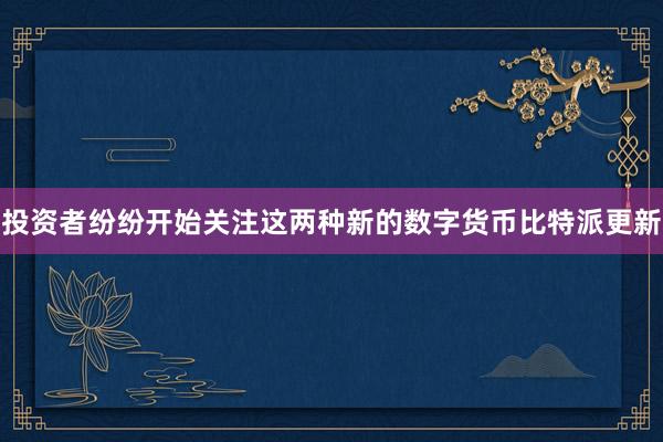 投资者纷纷开始关注这两种新的数字货币比特派更新