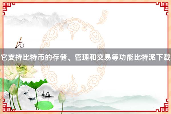 它支持比特币的存储、管理和交易等功能比特派下载