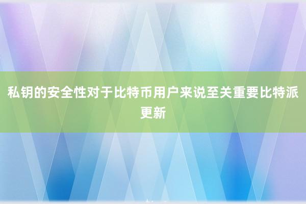 私钥的安全性对于比特币用户来说至关重要比特派更新