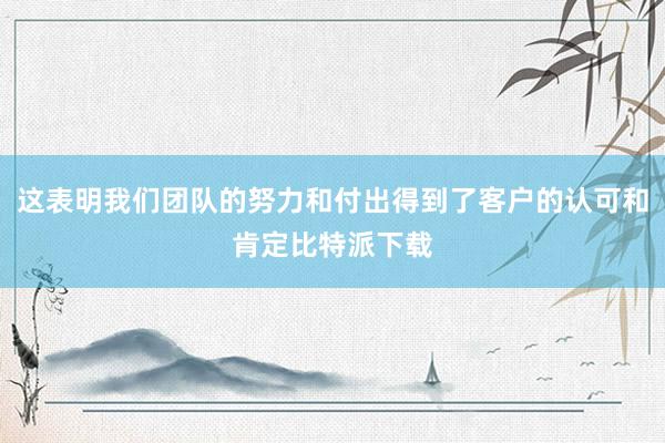 这表明我们团队的努力和付出得到了客户的认可和肯定比特派下载