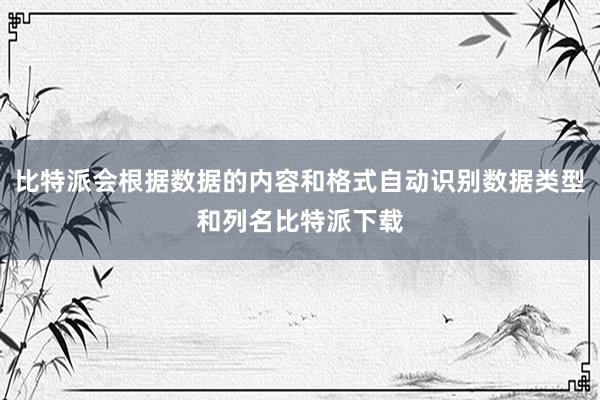 比特派会根据数据的内容和格式自动识别数据类型和列名比特派下载